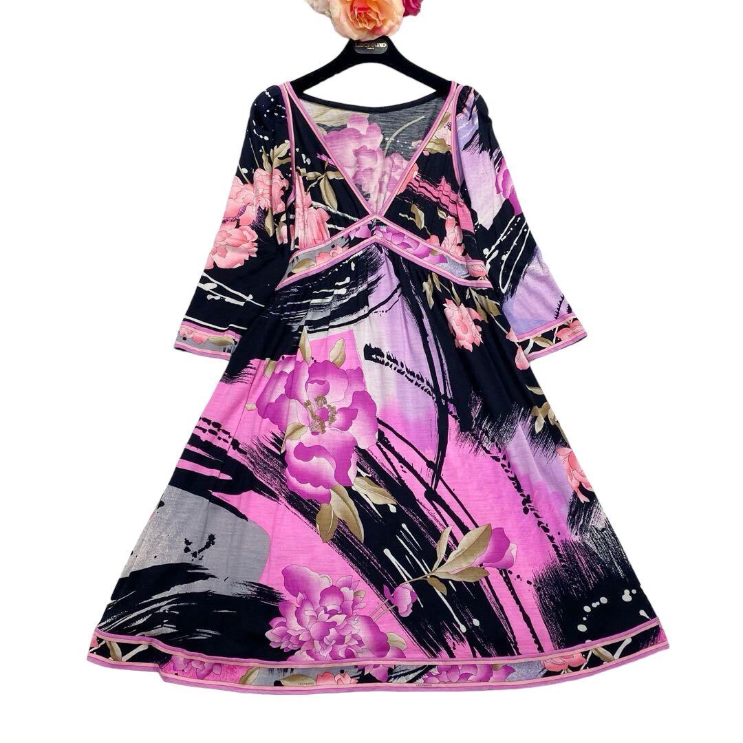 ☆ LEONARD レオナール ☆ ロング丈ワンピース シルク100% 花柄 【公式