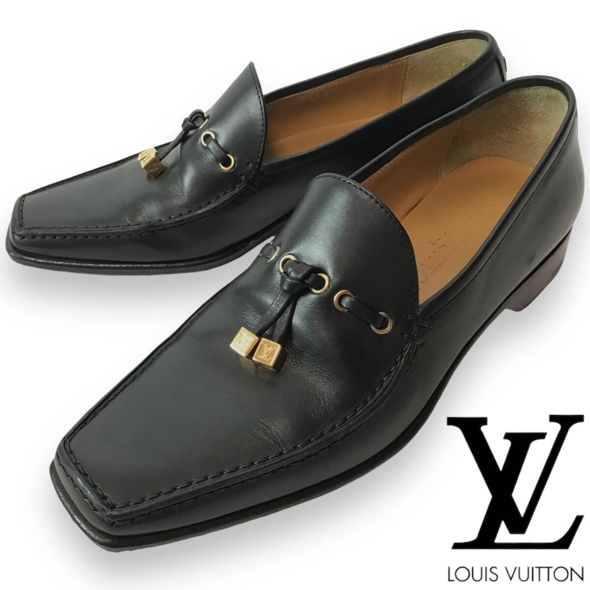 LOUIS VUITTON ブラックレザー ローファー LOUIS VUITTON ブラックレザー ローファー