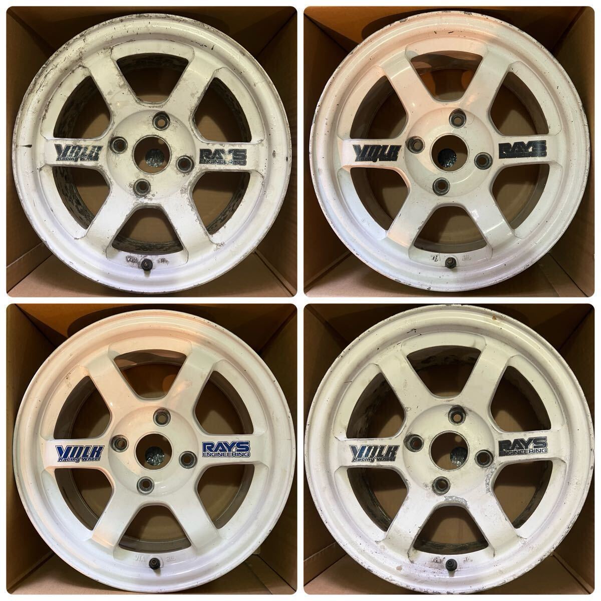 【未使用】新品!RAYS VOLK RACING TE37 14インチ×7J Offset+0 PCD114.3 4H ホワイト 白 鍛造 ...