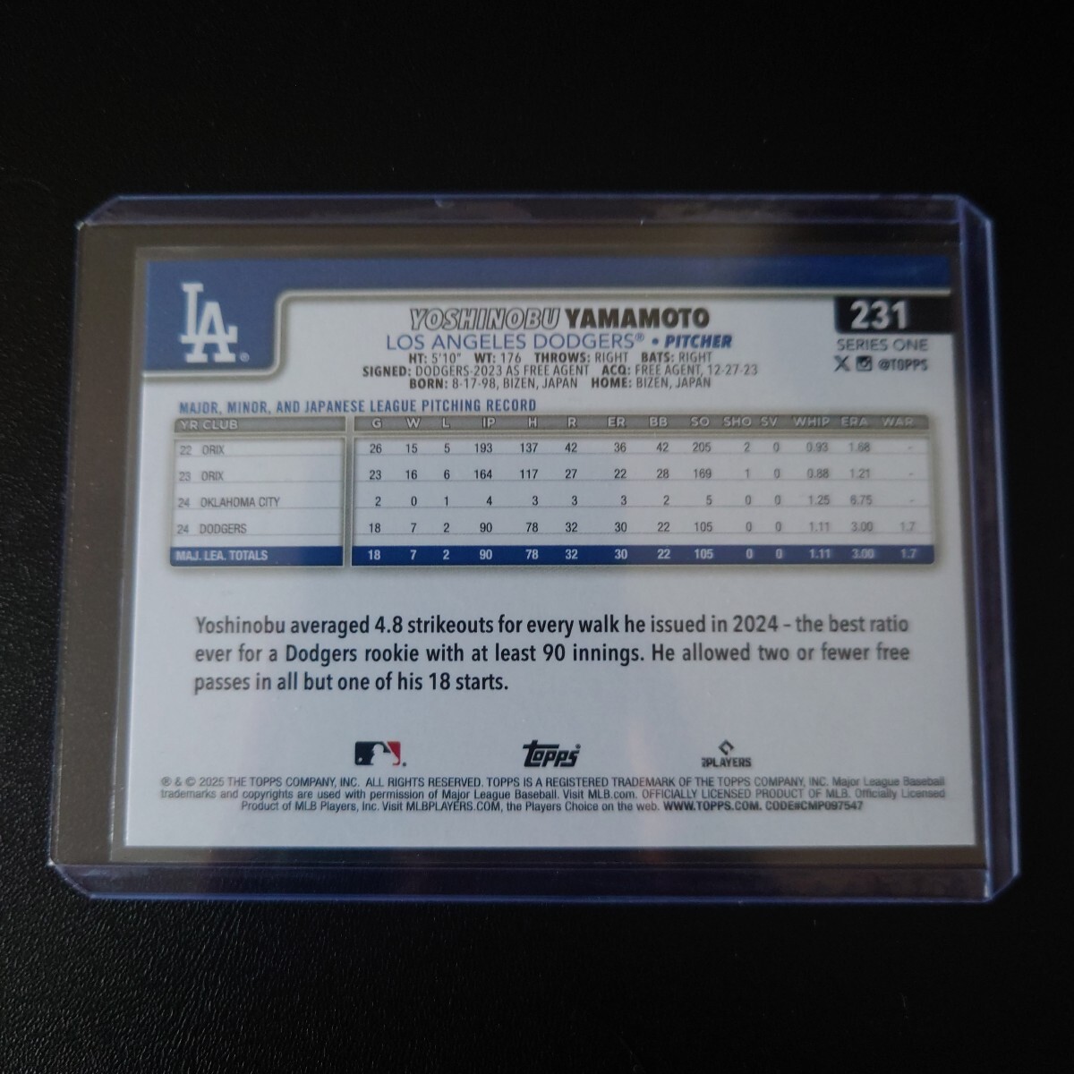 Dodgers Cards 2025 Topps Series 1 Future Stars #231 Yoshinobu