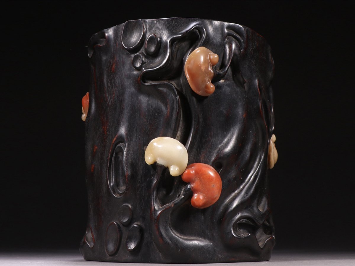 朝鮮古陶磁 李朝 白磁唐草文透筆筒 書道具 李朝 白磁染