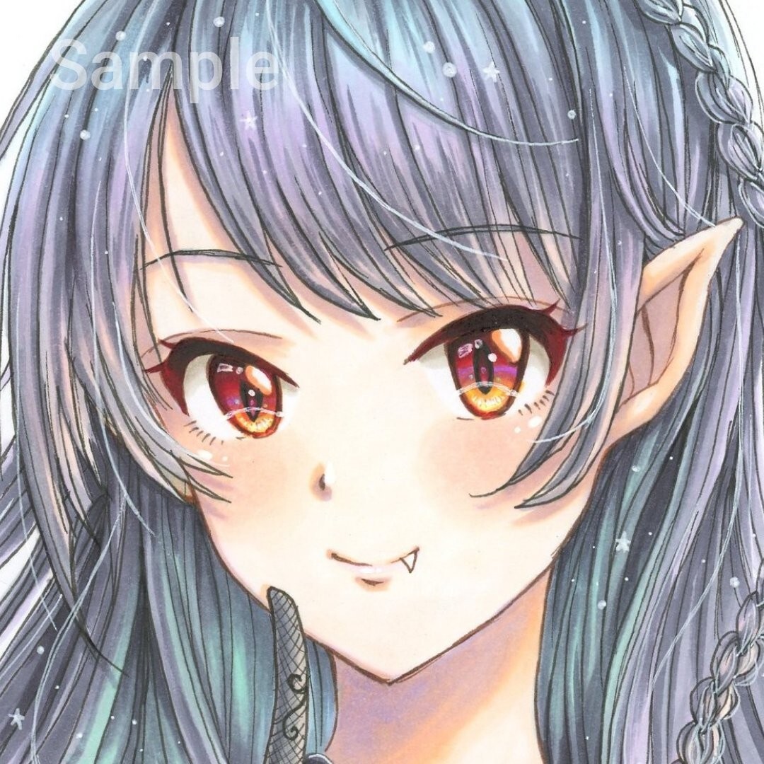 B5 手描きイラスト 自作イラスト オリジナル サキュバス お姉さん