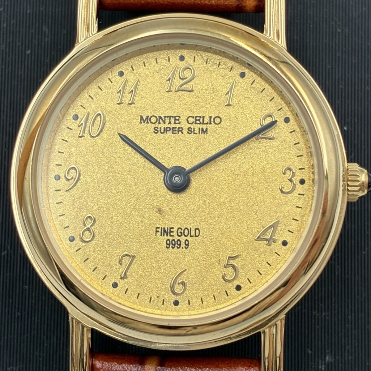 【目立った傷や汚れなし】1円スタート MONTE CELIO モンテセリオ 999.9 純金文字盤 超薄型 クォーツ メンズ レディース 腕 ...