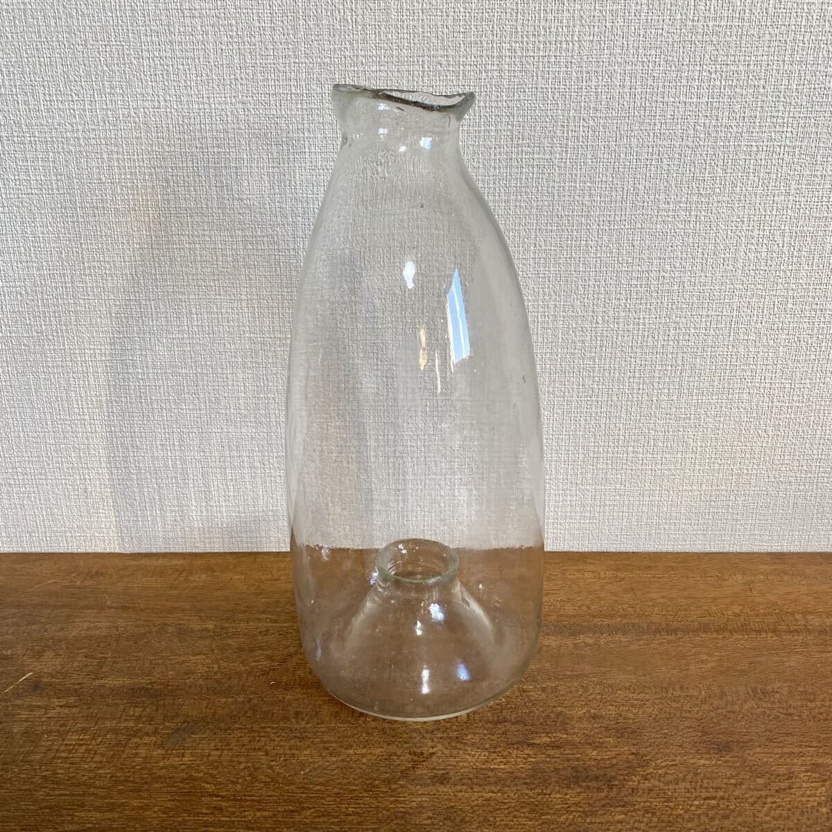 傷や汚れあり】p.☆レトロ もんどり ガラス製 びんどう 気泡 瓶胴 びん