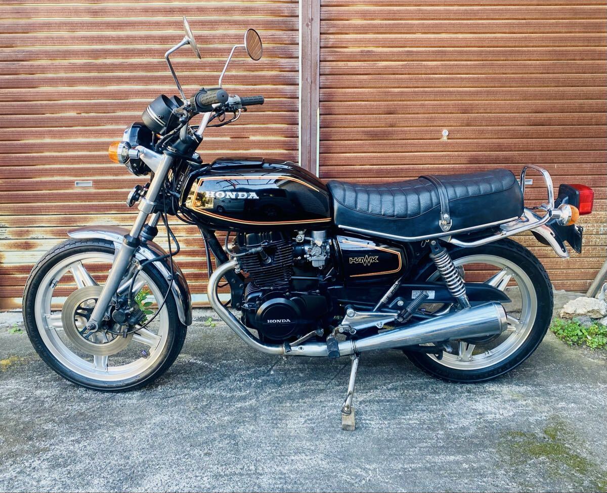 新作 ホークⅡ DJクロス メガホン マフラー 黒/CB400T 250T