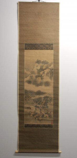 水墨画 掛軸】立原杏所 (任) 『袋田 四度の滝』絹本着色/江戸後期 水戸