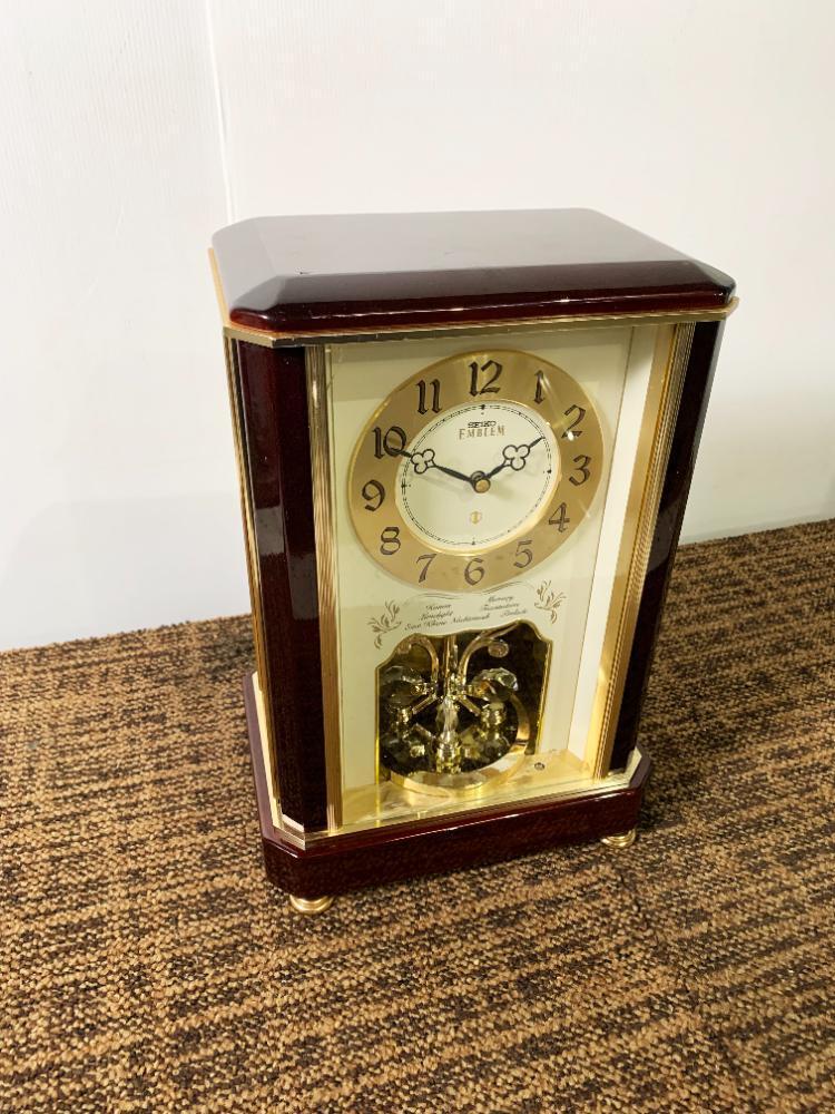 【希少品】SEIKO エンブレム HW474M 木製 置時計 電子オルゴール SEIKO - 【動作品】SEIKO エンブレム HW474M 木製置時計Hi-Fi音源 全6
