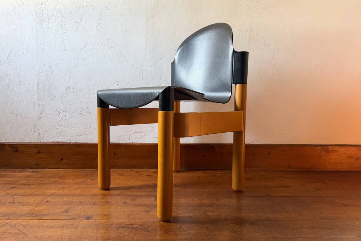 無印良品 MUJI スチールパイプ アームチェア ダークグレー トーネット 