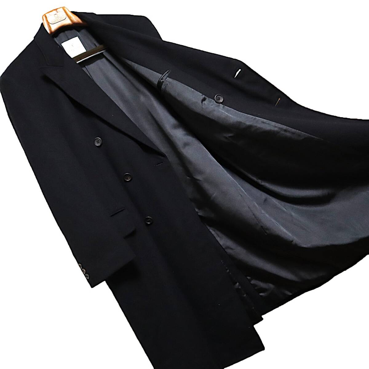 Hickey Freeman カシミア100%チェスターコートブラック　XL程度 Hickey Freeman カシミア100%チェスターコートブラック XL程度 楽天