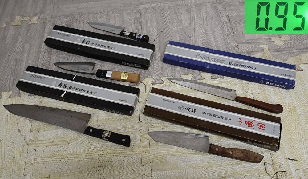 中古】和包丁 三条廣朋 極軟鉄鋼付？ 安来鋼 ☆中古 HIROTOMO 研ぎ直し