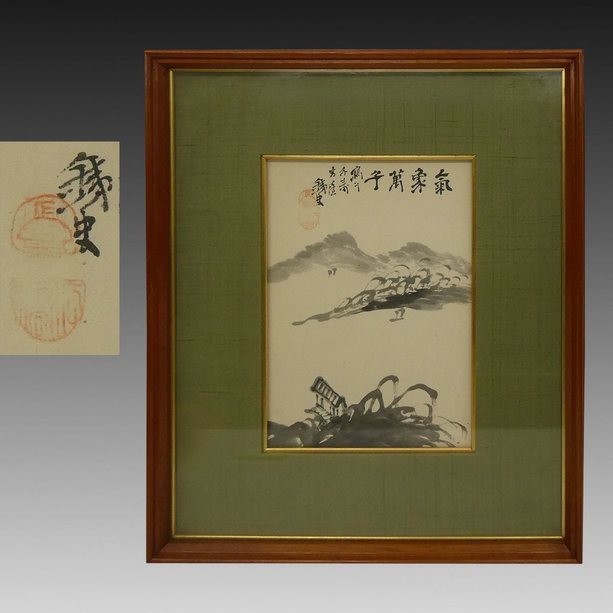 文人画家 富岡鉄斎(鉄崖) 肉筆まくりF 人物図 紙本 屏風まくり 80