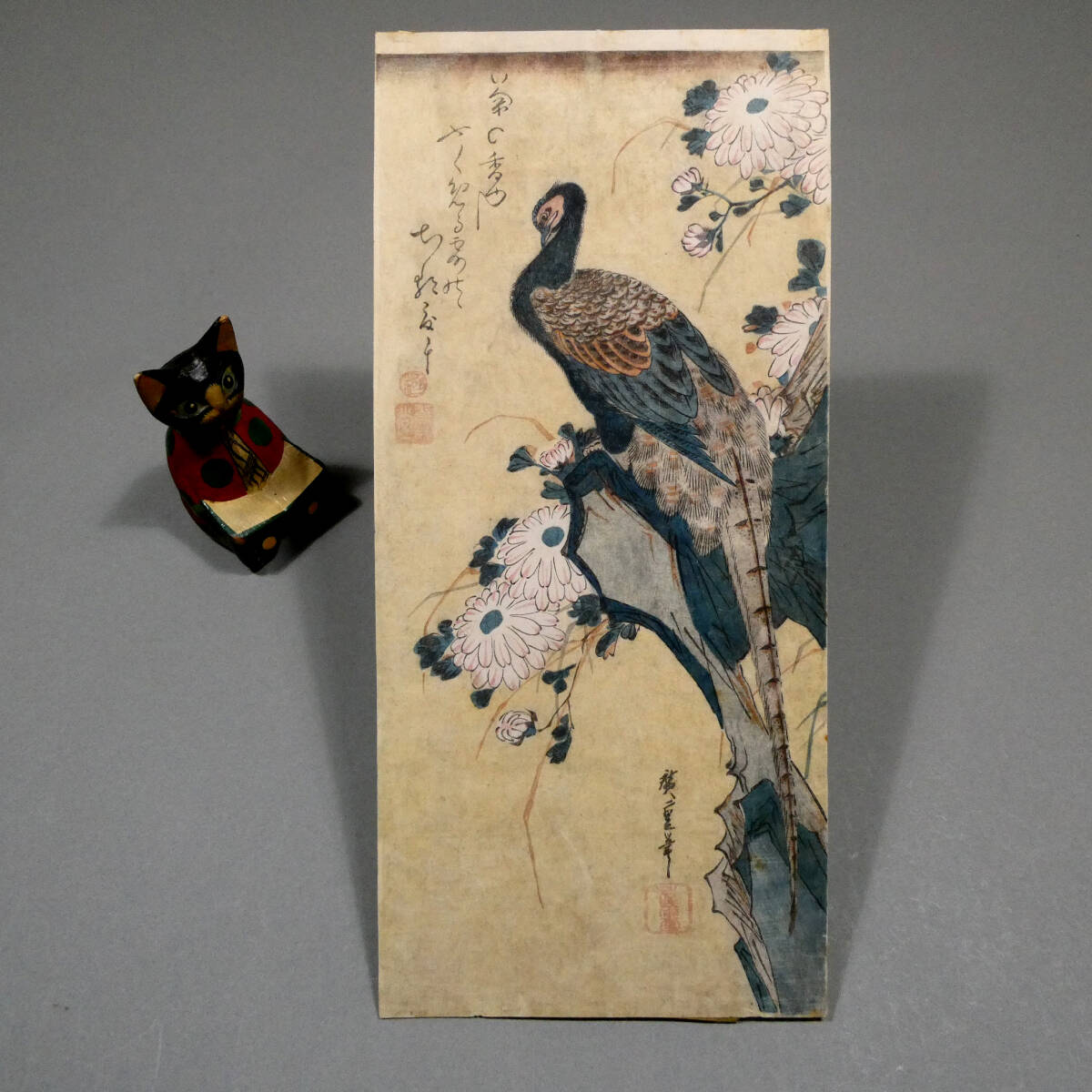 手摺 木版画「猫の手ならい 寺子屋」 いせ辰 オリジナル 江戸千代紙