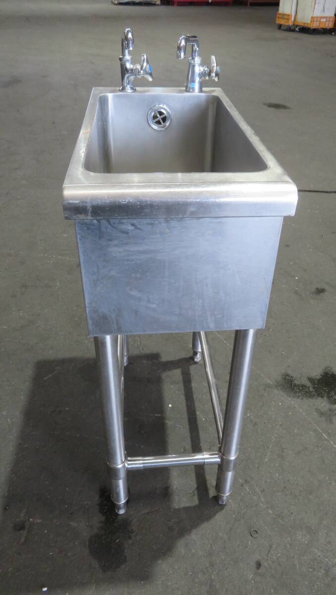 中古厨房 業務用 2槽シンク 流し台 W1200×D600×H800(BG930)mm 水栓×2個