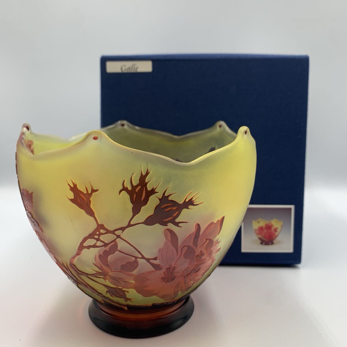 エミール・ガレ Emile Galle ガラス工芸品 本物陽刻サインあり 