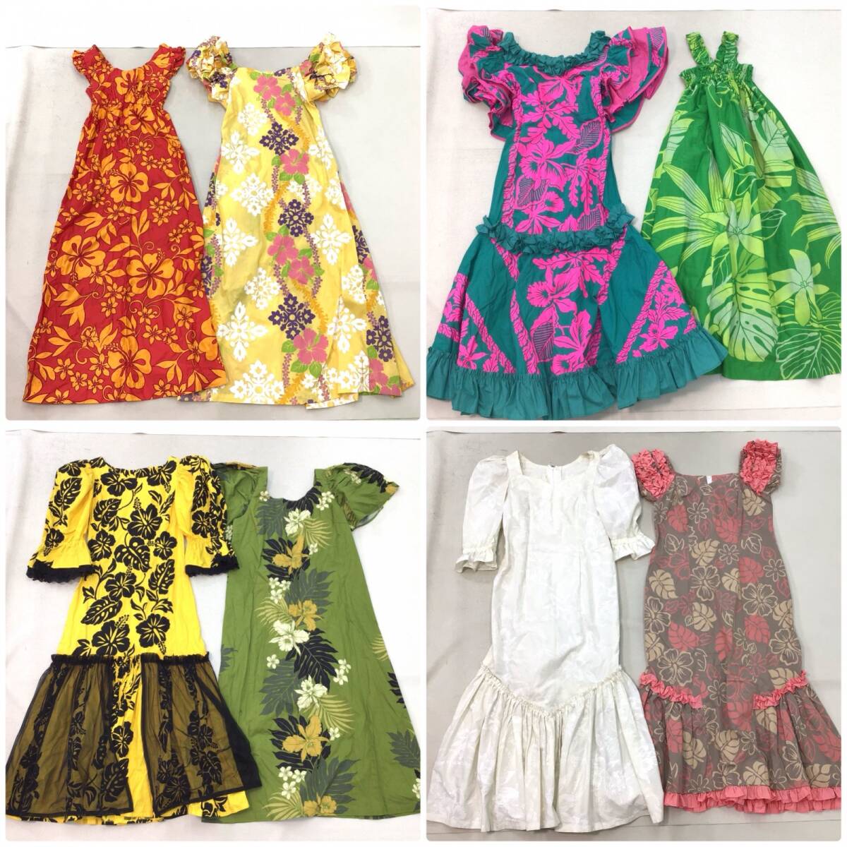 ○[made in USA MUU MUU ムームー ハワイアン フラダンス 白紺ネイビー