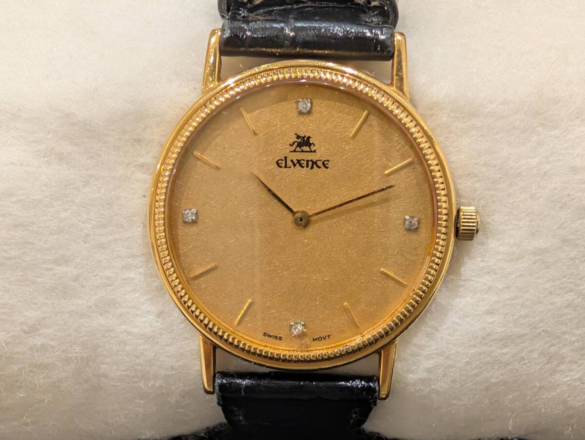 中古】【K18・金無垢・総重量約15g】ELVENCE エルヴェンス/クオーツ