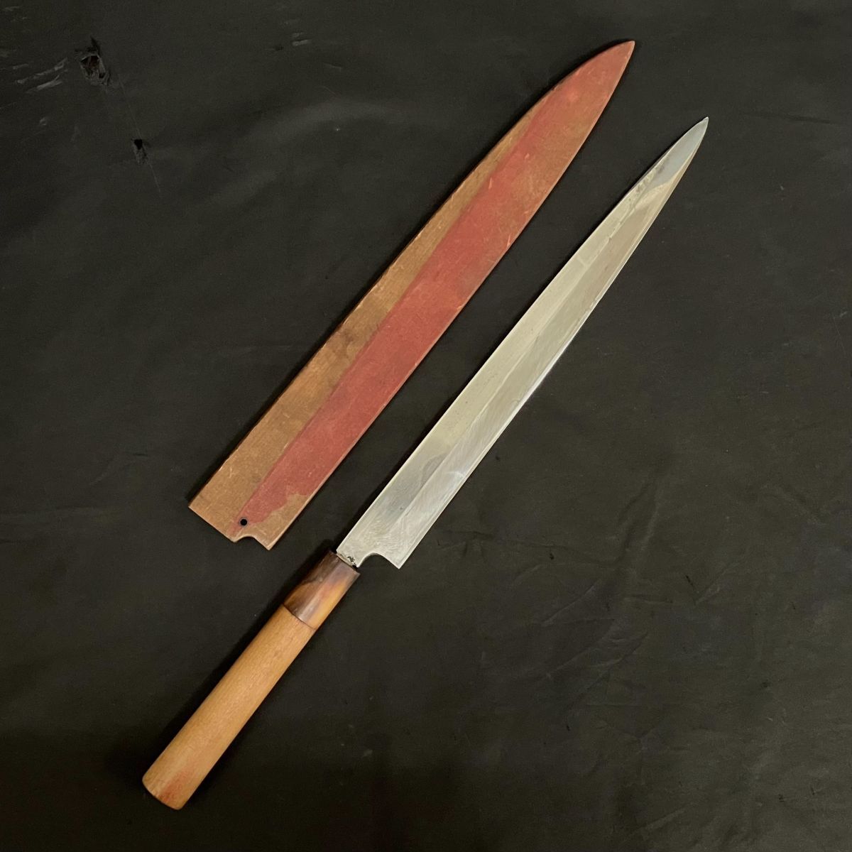 中古】「平安城源 沖芝正國作」/水本焼き/柳刃包丁/尺三寸390mm