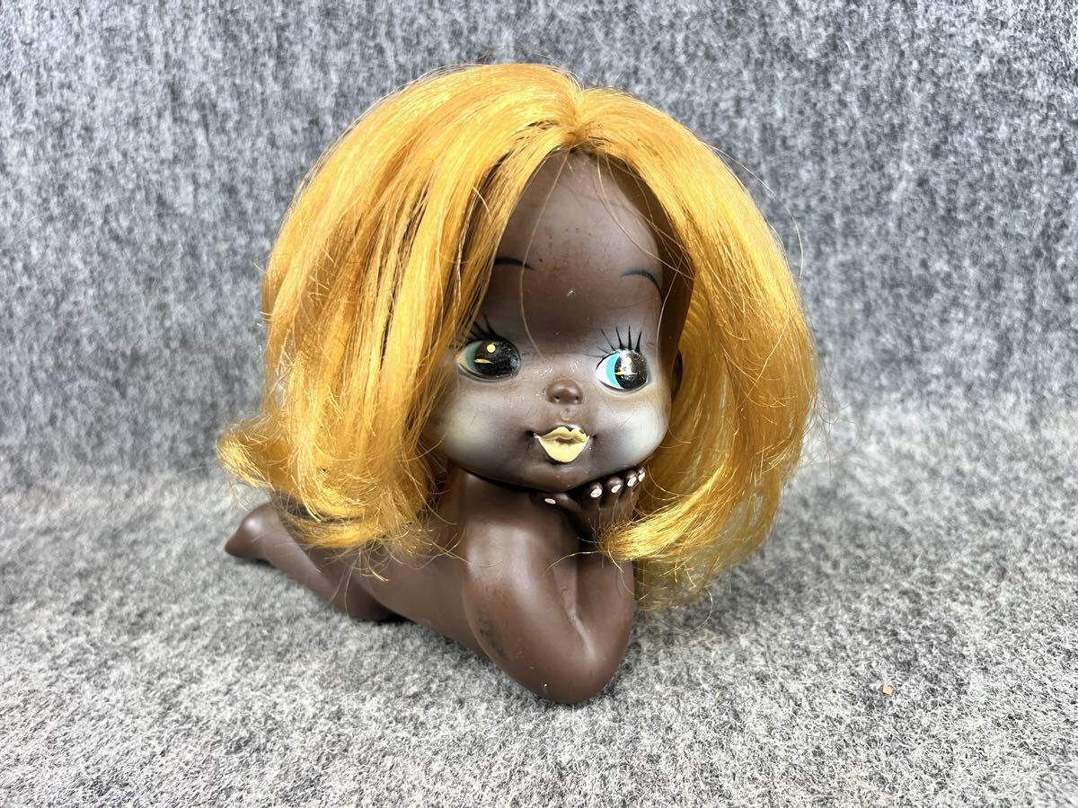 中古】送料340円～ 約21cm KWK 日本製 黒ずみあり ソフビ 人形 女の子