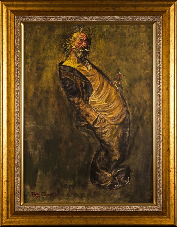 手絵き 『今年終った』 油絵 【鴨居玲】 サイン 額縁付き F8の落札情報