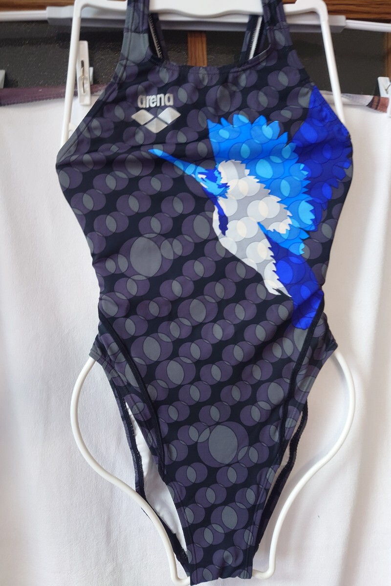 中古】アリーナ 競泳水着 エールブルー ロングスパッツ 光沢感有