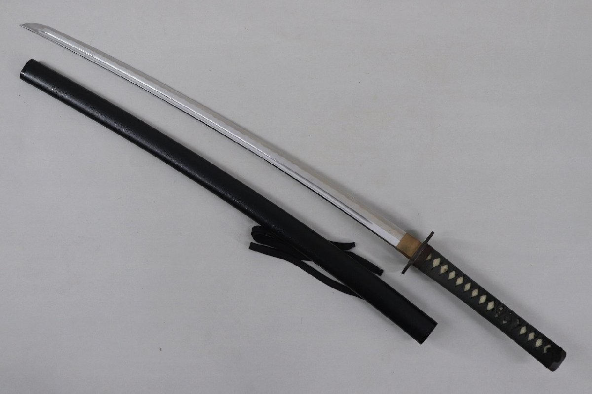 目立った傷や汚れなし】模造刀四角鍔直刀忍者刀 全長99cm中古良品の