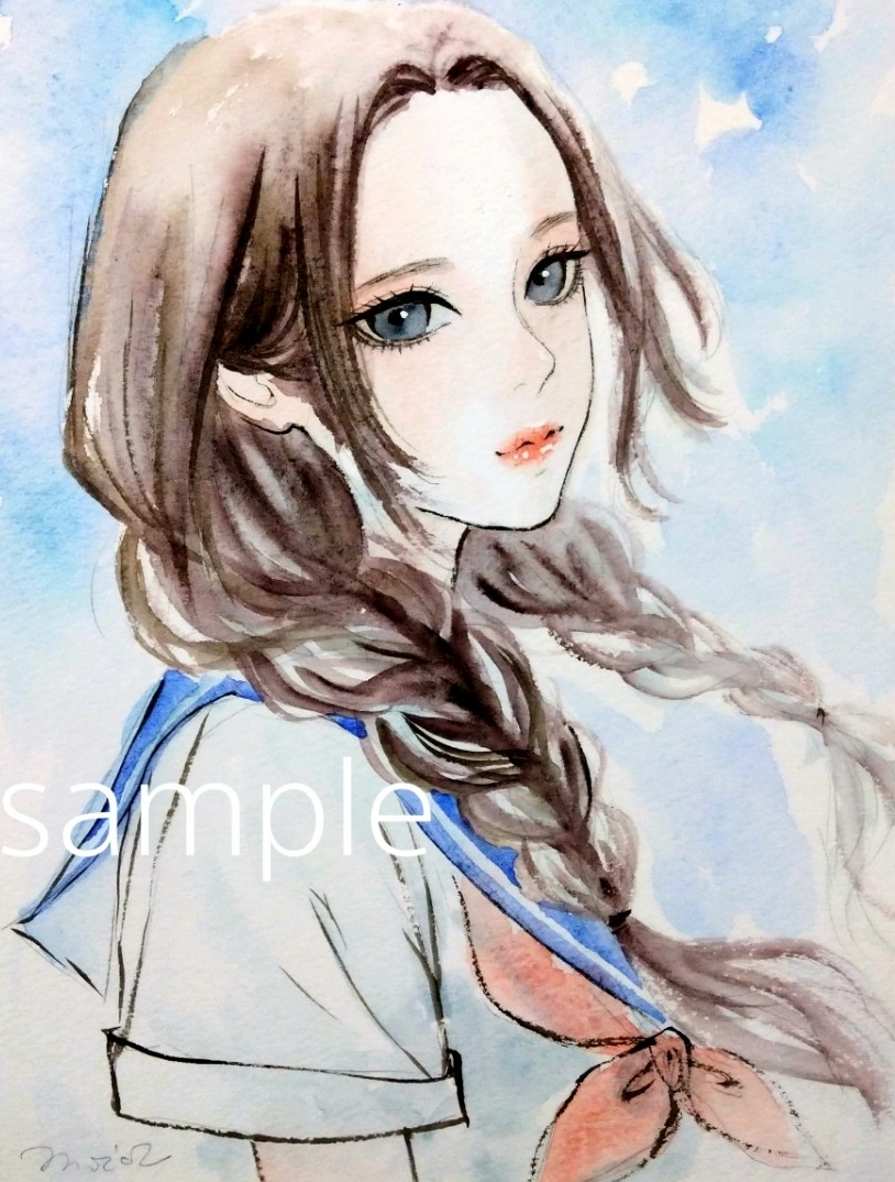 目立った傷や汚れなし】肉筆原画 手描きイラスト オリジナル 美人画
