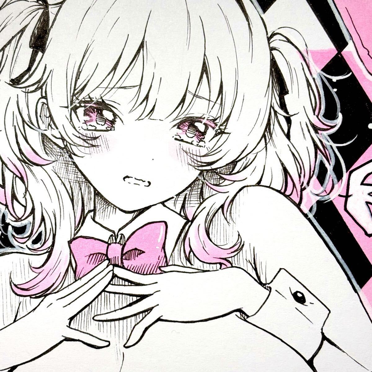 新品】オリジナル 手描きイラスト / 二人のバニー / 色紙 バニーガール