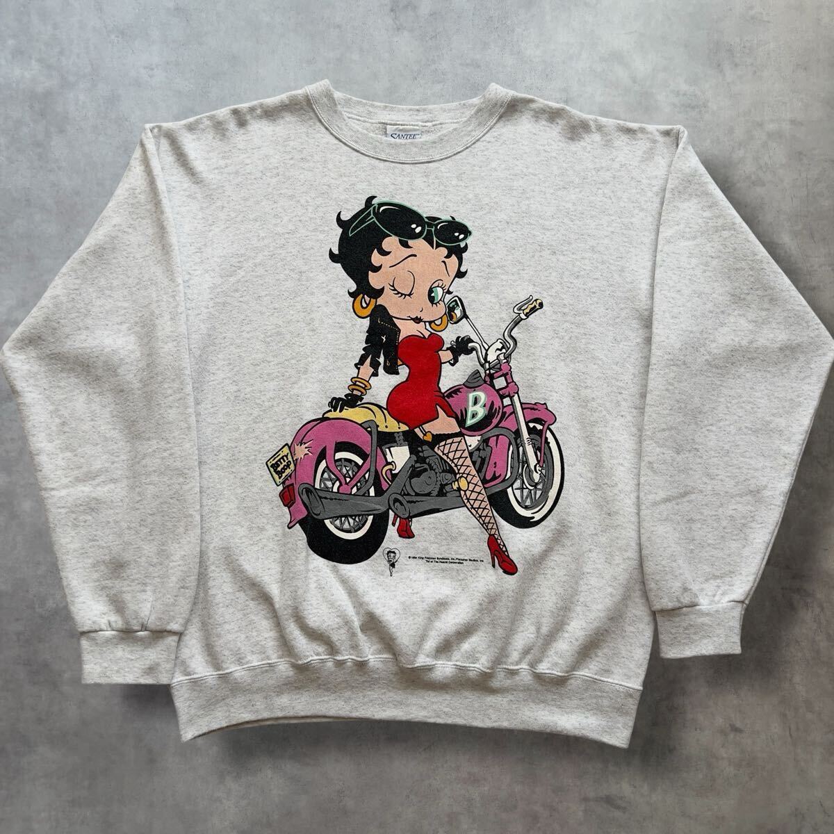 やや傷や汚れあり】90s BETTY BOOP 両面プリント ハート Tシャツ 白