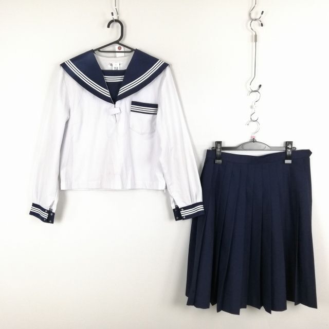 新品】セーラー服 冬 上 長袖 白襟（襟カバー）無地 日本製 （ニッケ