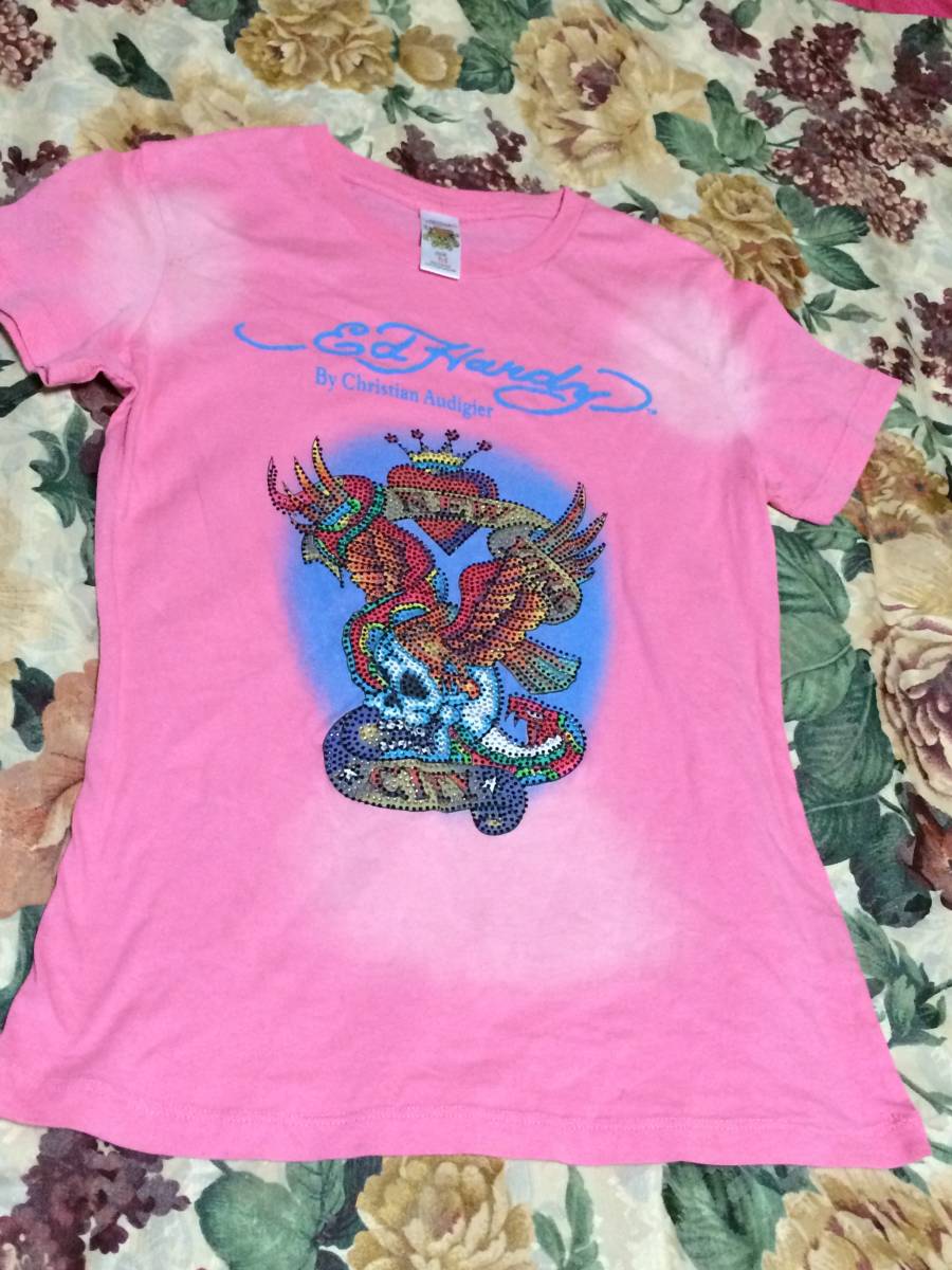 服 トップス 可愛い ドン エド ハーディー Ed Hardy ティシャツ Tシャツ 半袖シャツ ラメ ビジュ ロゴ 高級 ゴージャス ピンク の落札情報詳細 ヤフオク落札価格情報 オークフリー スマートフォン版