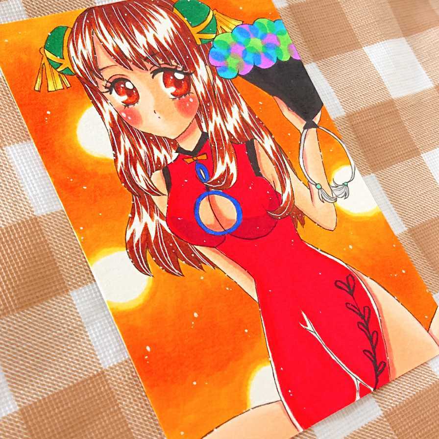 新品】自作 手描き イラスト☆オリジナル☆創作☆ハガキサイズ