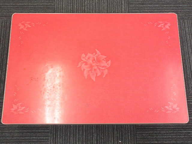 ☆sh0673 折り畳み ローテーブル レッド 花柄 座卓 ちゃぶ台 古家具