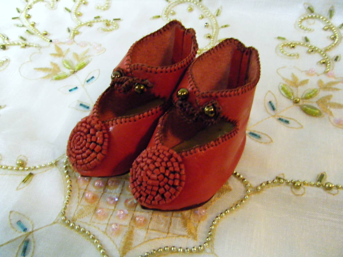 ◇ドール用・靴・シューズ＊レザー＊size約8.5cm×3.8cm＊レンガ色