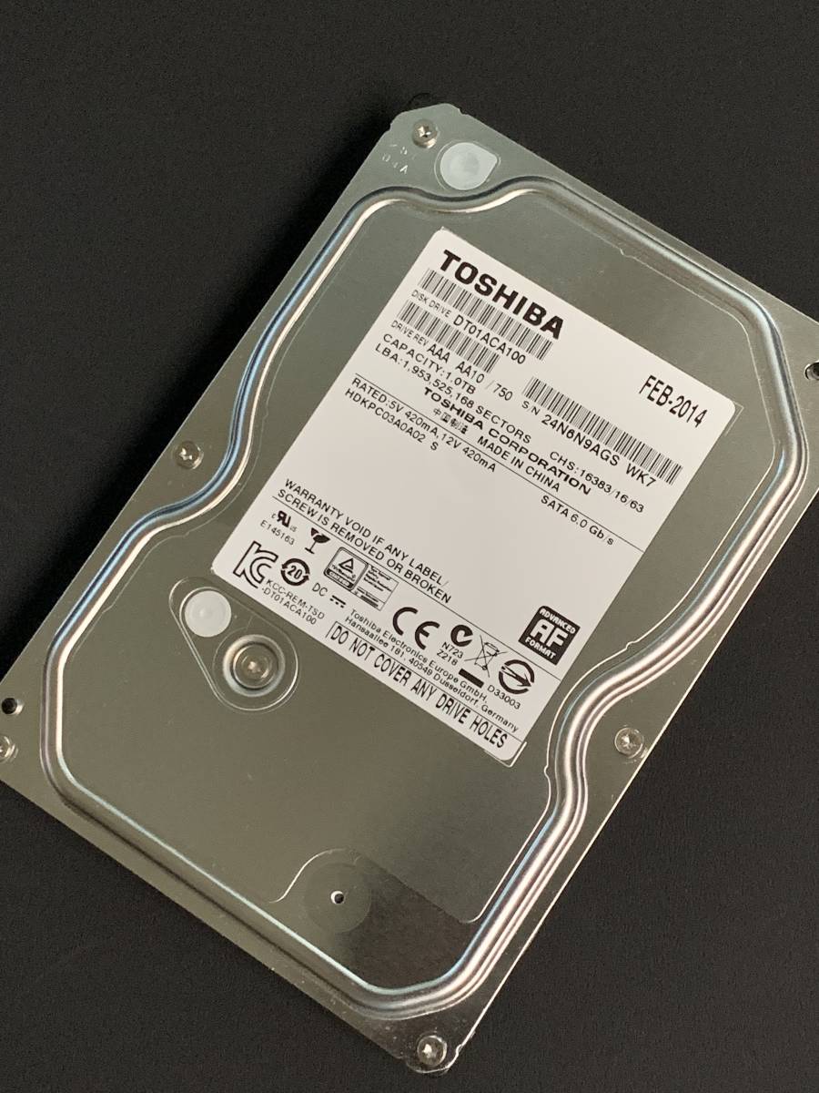 東芝 1TB HDD 3.5インチ SATA シリアルナンバー 24N6N9AGSの落札情報