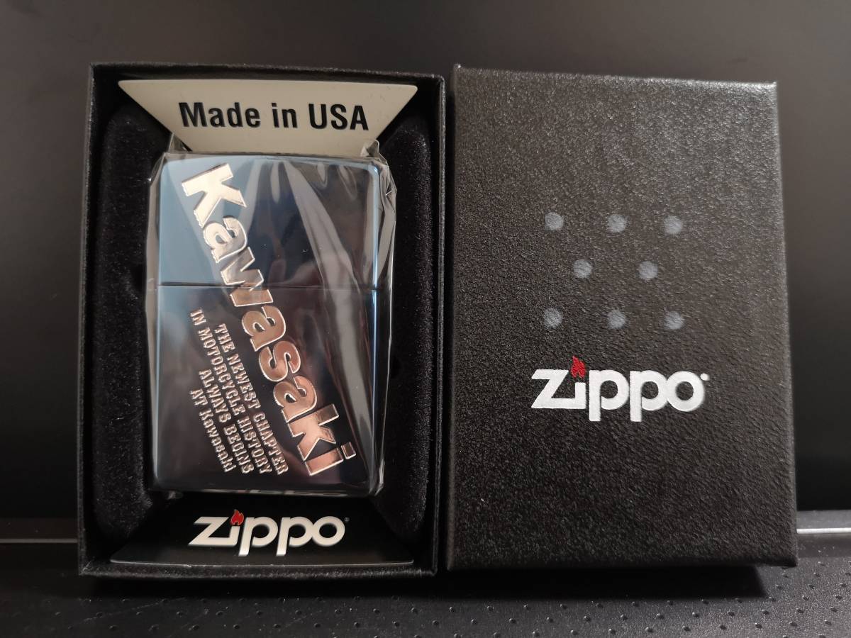 新品】ZIPPO ブルーチタン カワサキ KAWASAKI 未使用 ジッポ ライター ...