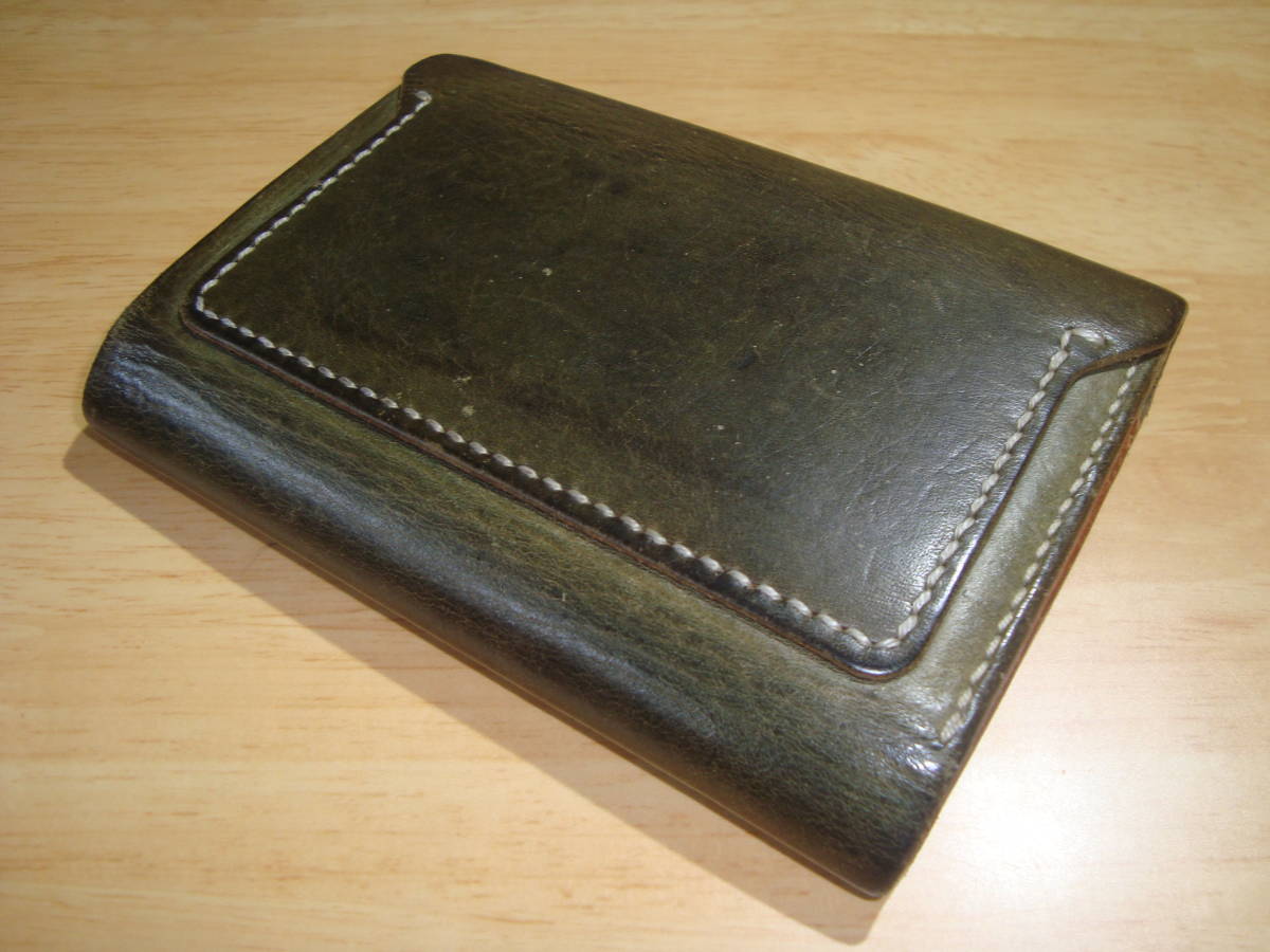 箱袋付☆LEATHER & SILVER MOTO モト 二つ折り財布☆エイジングの落札