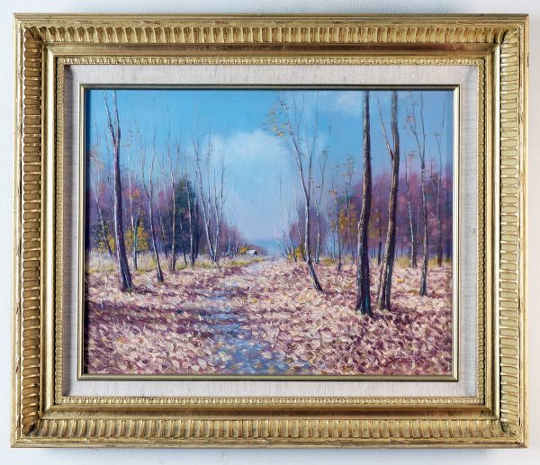 【真作】絵画　熊倉雄二　油彩6号　鐘のある丘　心が安らぐ春の風景　T72 真作】絵画熊倉雄二油彩6号鐘のある丘心が安らぐ春の風景T72