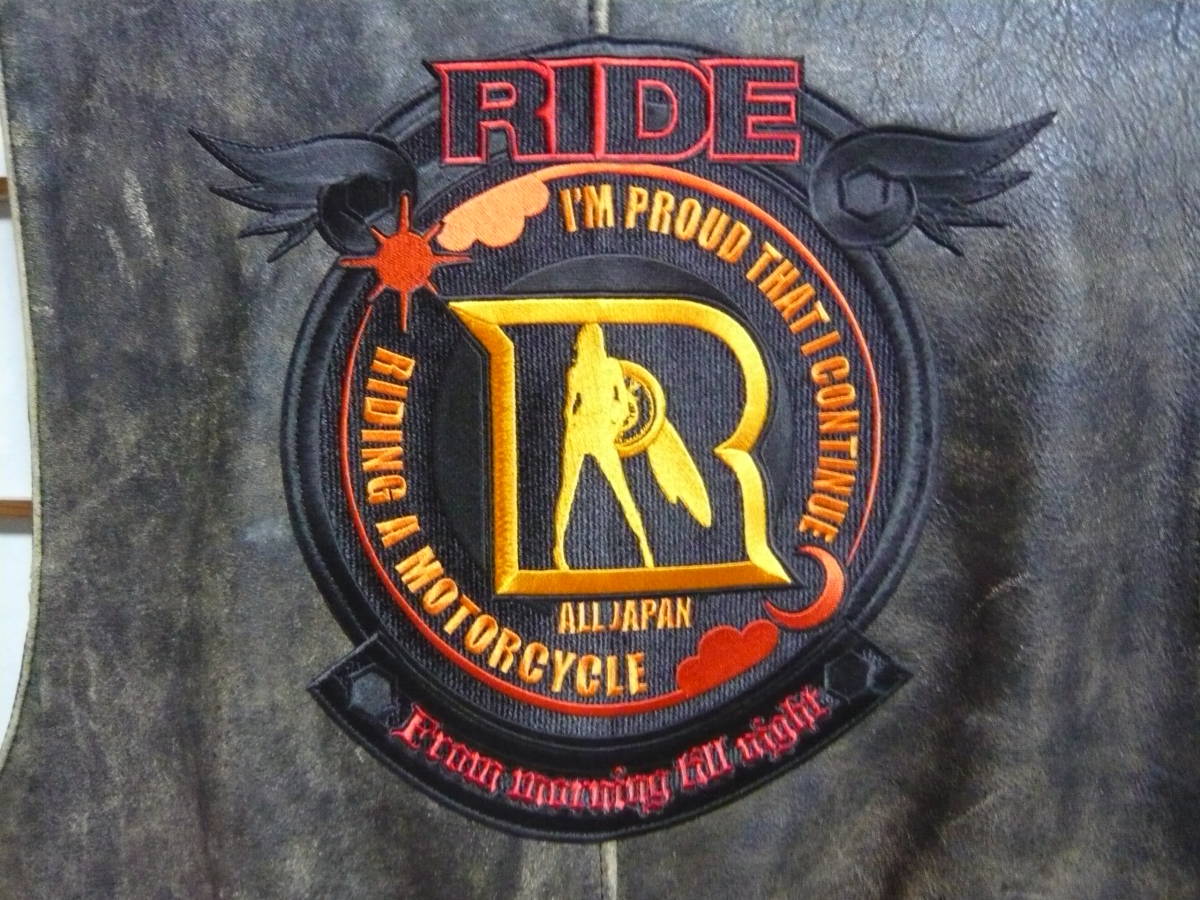 売切り】 東本昌平 RIDE エンブレム 本革ベスト オリジナル特大