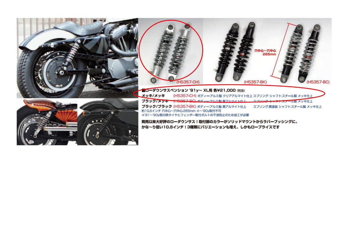 イージーライダース製 ローダウンサスペンション10.5インチ
