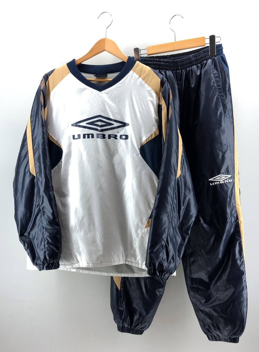 umbro サッカー ピステ パンツ 上下セット メンズ L ホワイト×ネイビー