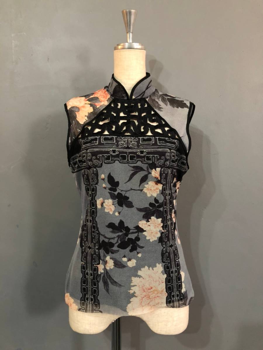 ヴィヴィアンタムVIVIENNE TAMチャイナネック刺繍カットソー VIVIENNE TAM ヴィヴィアンタム パワーネット カットソー 仏陀