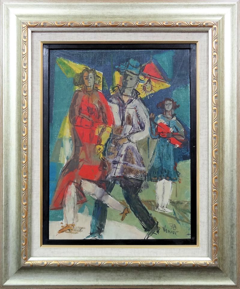 ブルーノ　ベニエール　油彩画　真作　楽師たち　アート ブルーノ ベニエール 油彩画 真作 楽師たち アート
