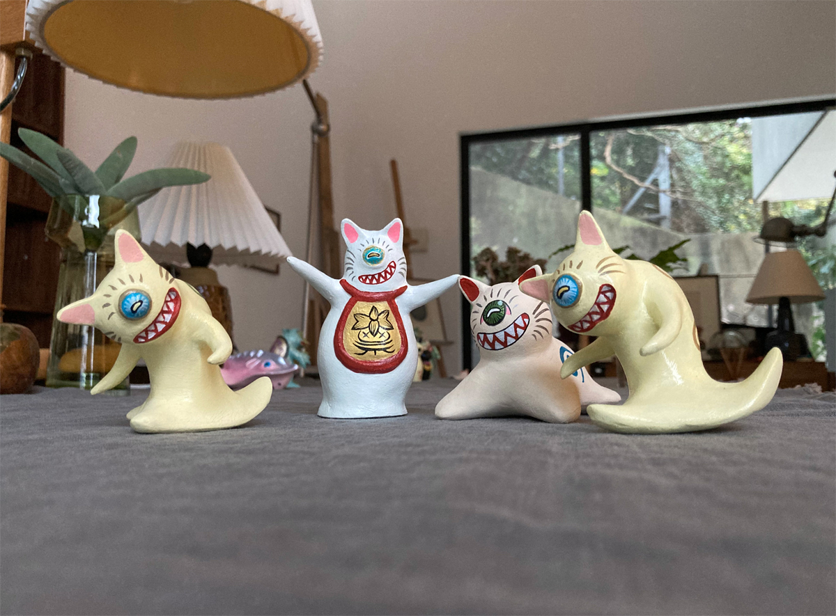逆柱いみり 作家 手作り 手塗り フィギュア 紙粘土 一つ目ネコ 4点 マルサン ブルマァク 妖怪 怪獣 民芸 人形 ソフビ 杉浦茂 の落札情報詳細 ヤフオク落札価格情報 オークフリー スマートフォン版