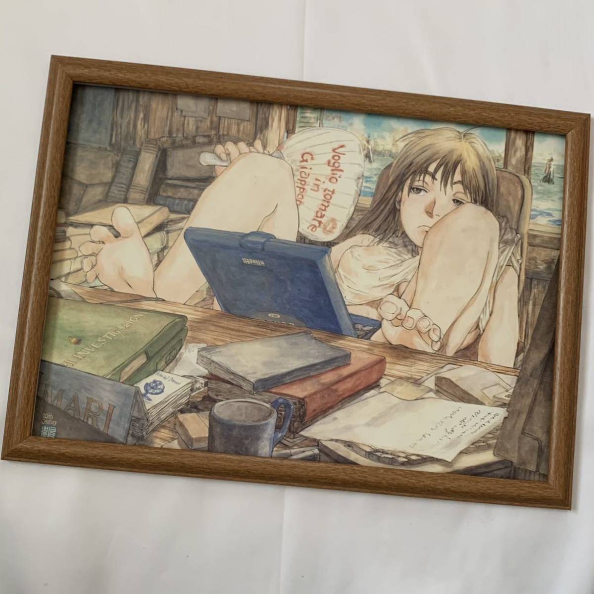 鶴田謙二 複製原画 B4 額装品 A-32（検 エマノン 冒険エレキテ島