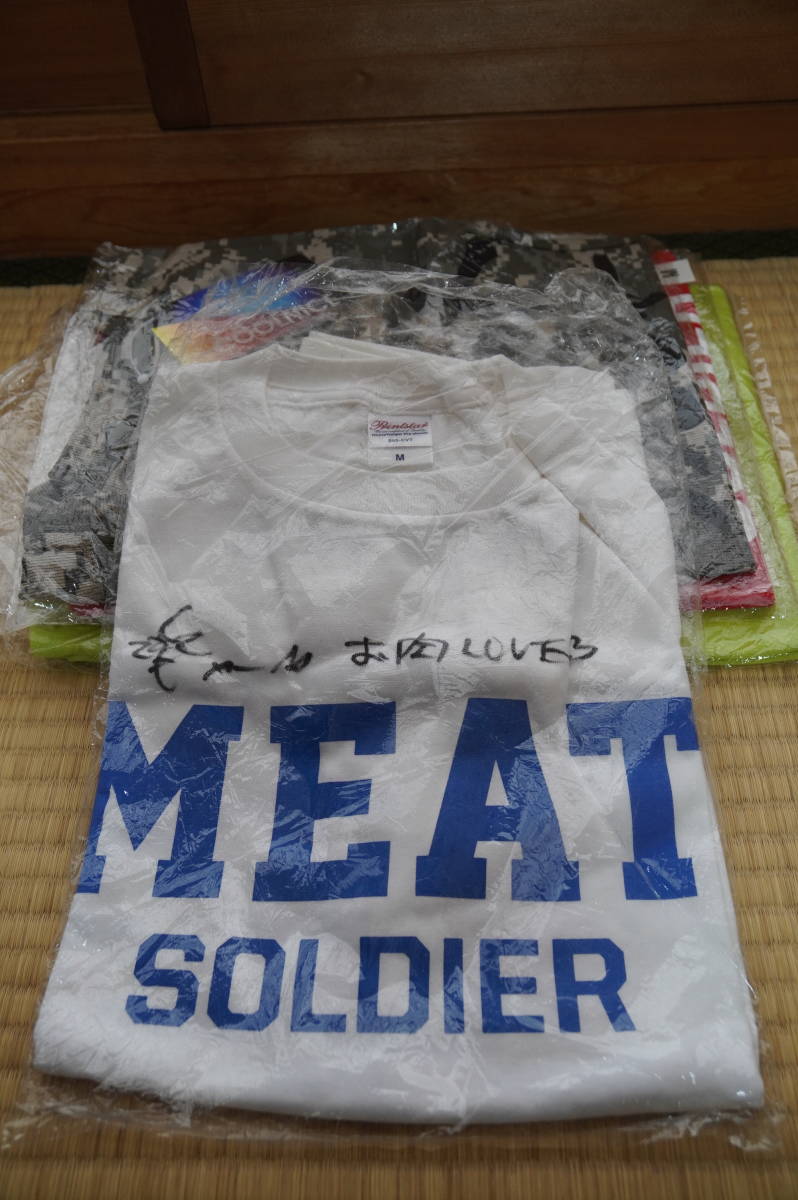新品】寺門ジモン ミートソルジャー Tシャツ 白青 Mサイズ 直筆サイン
