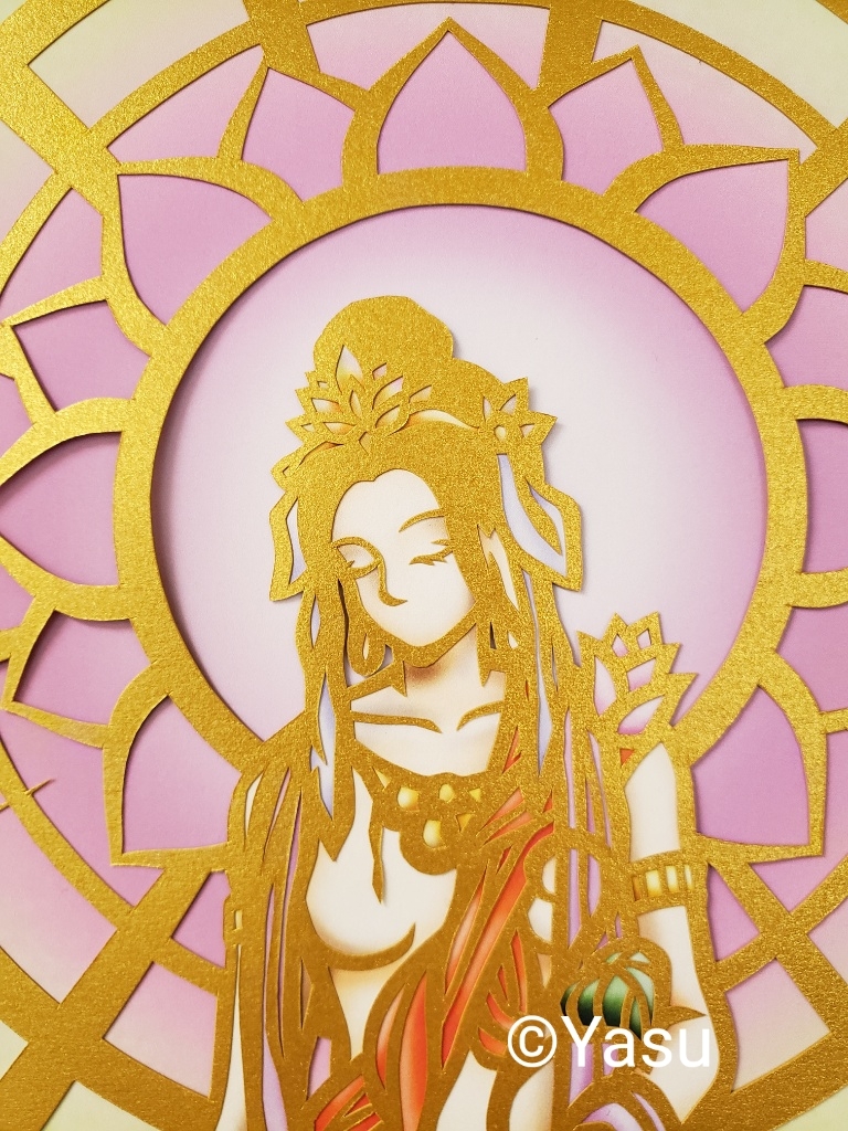 新品 切り絵 聖観音菩薩 仏画 蓮 イラスト 即決 の落札情報詳細 ヤフオク落札価格情報 オークフリー スマートフォン版