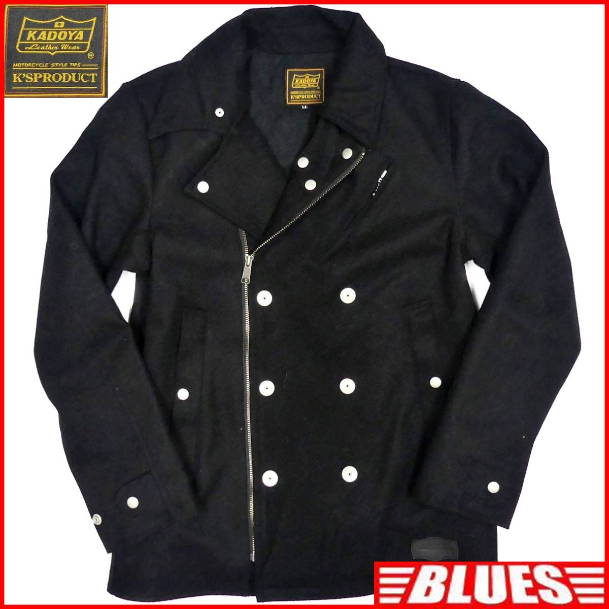 即決 Kadoya K Sproduct メンズll ウール ライダースジャケット カドヤ 黒 マリンコート ピーコート ツーリング ライディング ダブル の落札情報詳細 ヤフオク落札価格情報 オークフリー スマートフォン版