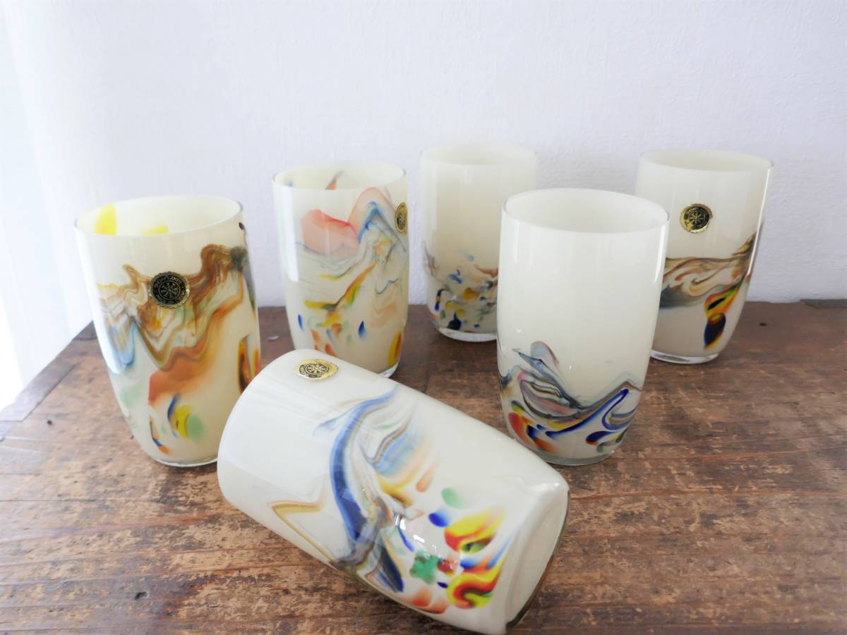 1942 古い中国製 マーブル模様 Snow Flakes グラス６客 コップ 未使用 乳白 肌色 骨董 古玩 マーブリング エブル 墨流し カラフル の落札情報詳細 ヤフオク落札価格情報 オークフリー スマートフォン版