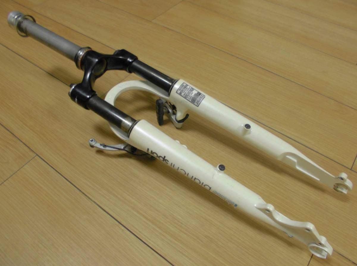 Bianchi CIELO シエロ 神戸市取り来る人部品取り用〜前サスペンション Bianchi sport Cielo フロントフォーク サスペンション、Vブレーキ付属