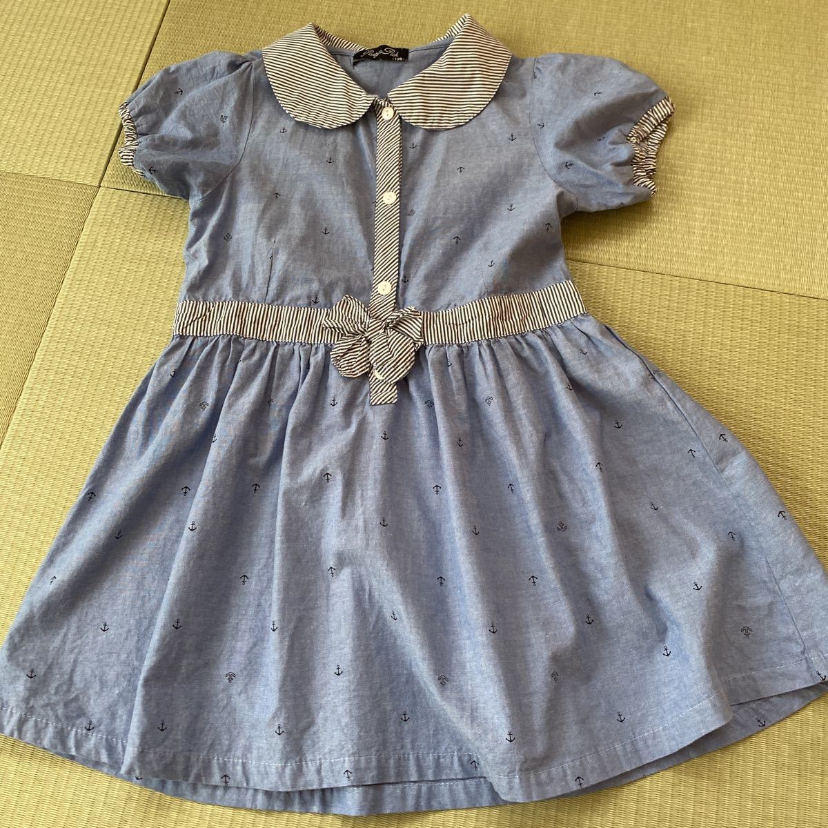 デニム風マリン柄 半袖ワンピース 1 ブランシェス アプレレクール プティマイン ファミリア 好きにも 送料198円 の落札情報詳細 ヤフオク落札価格情報 オークフリー スマートフォン版